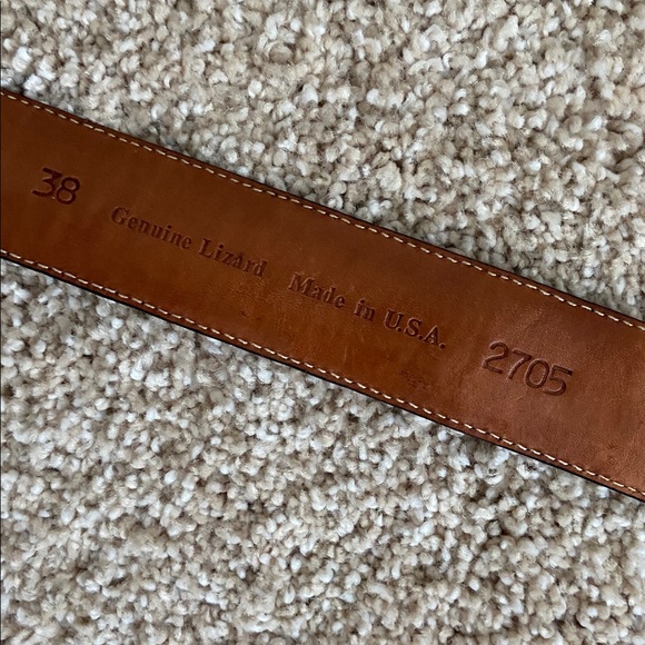 Genuine Lizard Belt With Orthoceras Fossil Buckle - Picture 5 of 6